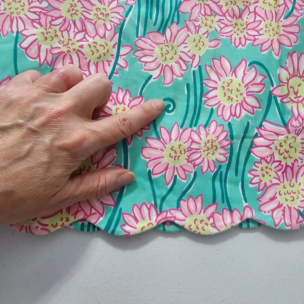 Vintage Lilly Pulitzer Strapless Floral Dress 4 Teal Pink Preppy Coastal Y2K - Picture 5 of 14